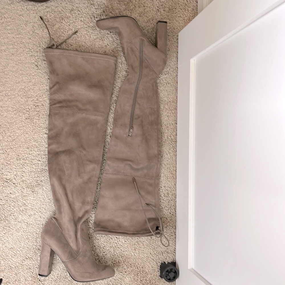 Thigh high suede boots
